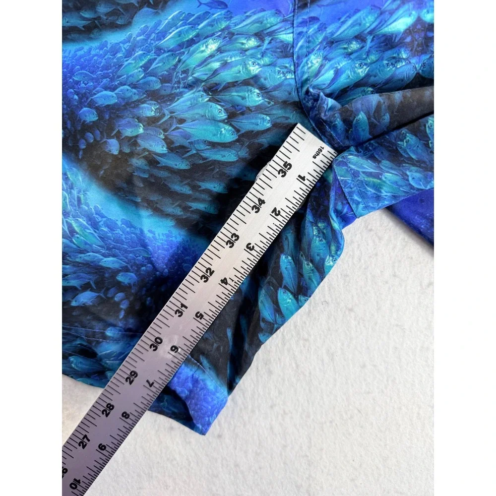 Reel legends Blue School of Fish Graphic Print Swim Trunks Board Shorts Mens XL